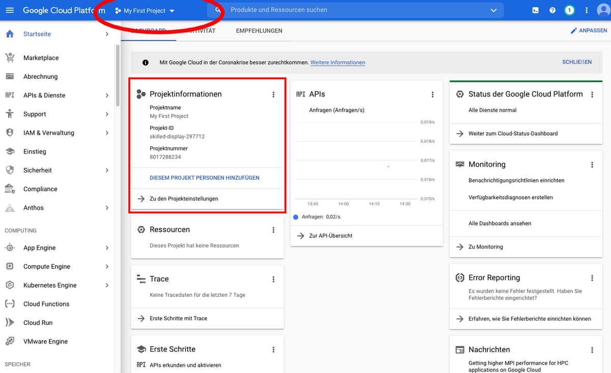 Google-Cloud-Konsole